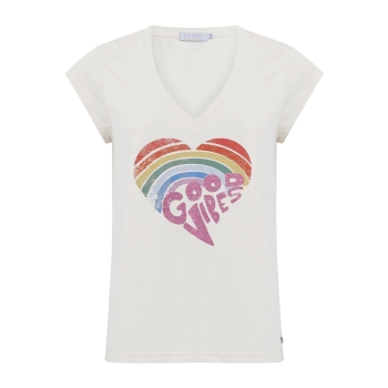 CC Heart, T-Shirt with good vibes print, white